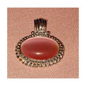 925 Sterling Silver Large Pink Chrysoberyl Cat's Eye Cabochon Pendant